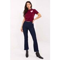 Love Lace Women's Bell Bottom Jeans High Waist Frayed in Navy | Size: Large