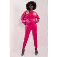 Love Lace Women's Floral Velour Sweatshirt & Pants Set in Fuchsia