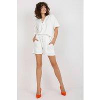 Love Lace Women's Heart Neck Blouse & Tie Waist Shorts Set in Off-White
