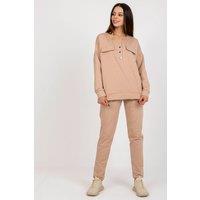 Love Lace Women's Cotton Elastane Tracksuit Set in Camel | Size: S/M
