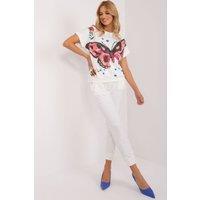 Love Lace Women's Velour Blouse & Drawstring Pants Set Style 196783 in White