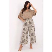 Love Lace Women's Light Viscose Wide Leg Tie Waist Trousers in Green | Size: Medium
