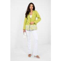Love Lace Women's Tailored Blazer with Lace Trim & Stretch in Green