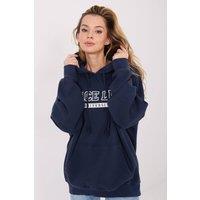 Love Lace Women's Comfort Cotton Hooded Sweatshirt with Lettering in Navy