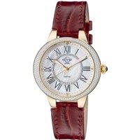 GV2 Women's Astor II, Swiss Quartz Watch, MOP White Dial, Hand made Italian leather, & Sapphire Crystal in Red