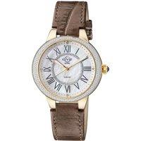 GV2 Women's Astor II, Swiss Quartz Watch, MOP White Dial, Hand made Italian leather, & Sapphire Crystal in Brown