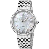 GV2 Women's Genoa White MOP Dial, Stainless Steel Diamond Swiss Quartz Watch in Silver