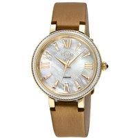 GV2 Women's Genoa, Swiss Quartz Watch, MOP White Dial, Genuine Hand Made Italian Leather, & Sapphire Crystal in Tan