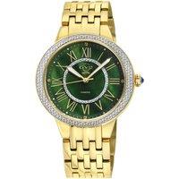 GV2 Women's Astor II Green MOP Dial IPYG Swiss Quartz Diamond Watch in Gold