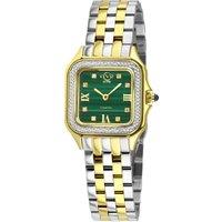 GV2 Women's Milan Diamond-Set Luxury Watch with Swiss Quartz Movement, Malachite Dial, 316L Stainless Steel, 27.5 MM Sapphire Crystal in Gold