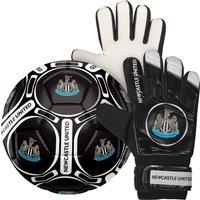 Newcastle United FC Boy's Kids Size 4 Football & Goalkeeper Gloves in Black | Size: 5-10 Years