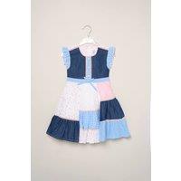 Miss Girl's Floral Patchwork Dress in Blue | Size: 3 Years