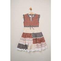 Miss Girl's Aztec Patchwork Dress in Cream | Size: 4 Years