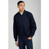 Kensington Eastside Men's Cotton Twill Bomber Jacket with Embroidered Logo in Navy | Size: Large