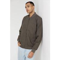 Kensington Eastside Men's Cotton Twill Bomber Jacket with Embroidered Logo in Khaki | Size: Medium