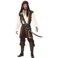 Smiffys Men's High Seas Pirate Costume Set in Brown | Size: Medium