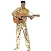 Elvis Presley Men's Shiny Costume in Gold | Size: Large
