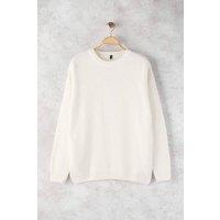 WOVCOR Men's Men's Crew Neck Textured Knit Sweater in Ecru | Size: XL