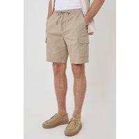 Threadbare Men's Regular Fit Textured Cargo Shorts in Stone | Size: 38R