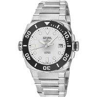Gevril Men's Fortuna 316L SS Case, Black Bezel, White Enamel dial, 316L SS Bracelet in Silver