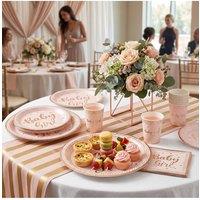 Living and Home 60pcs Pink Gold Disposable Party Tableware Set in Rose Gold