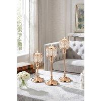 Living and Home Set of 3 Decorative Candlesticks Tealight Candle Holders in Gold