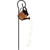 Gardenwize Solar Watering Can Stake Light with Cascading Warm White LEDs in Black