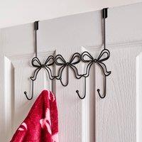 OHS Bows Over the Door Hook Hanger 5 Hooks Coats Towel Rack in Black
