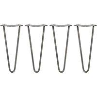 Monstershop 4 x 12" Hairpin Legs - 2 Prong - 10mm - Raw Steel in Silver