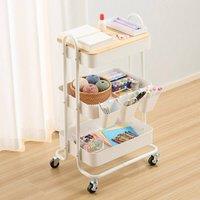 VonHaus 3 Tier Storage Trolley with 4 Wheels in White