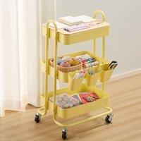 VonHaus 3 Tier Storage Trolley with 4 Wheels in Yellow