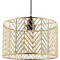 Happy Homewares Art Deco Zig Zag Design Pendant Light Shade in Polished Gold Plating