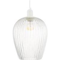 Happy Homewares Modern Transparent Mini Line Ribbed Glass Pendant Ceiling Lamp Shade in Clear