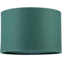 Happy Homewares Designer Fir Forest Green Textured Linen Fabric Circular Lamp Shade in Dark Green | Size: 12 inches