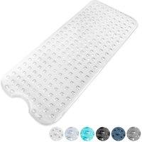 Keplin Non-Slip Bath Mat, Soft & Comfortable Mat, Machine Washable, 100x40cm in White | Size: 100x40 cm