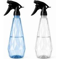 Keplin Water Spray Bottles (2 Pack) 600ml - Adjustable Nozzle (Blue & Clear) in Clear