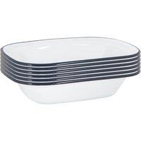 Argon Tableware White Enamel Pie Dishes - 16 x 12cm - Navy - Pack of 6 | Size: 16 x 12 cm
