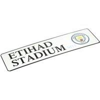 Manchester City FC Official Football 3D Embossed Metal Hanging Street Sign in White