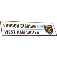 West Ham United FC New Crest 3D Embossed Metal Hanging Street Sign in White