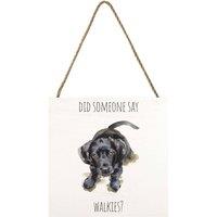 Louise Nisbet Wooden Black Labrador Plaque in White