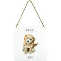 Louise Nisbet Wooden Labradoodle Plaque in Off-White
