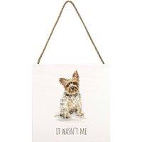 Louise Nisbet Wooden Yorkshire Terrier Plaque in Off-White