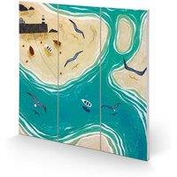 Julia Crossland Summer Days Square Wood Plaque in Bright Blue