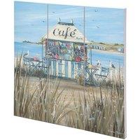Diane Demirci Beach Cafe Square Plaque in Mid Blue