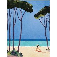 Henry Rivers Yoga Beach Canvas Print in Light Blue