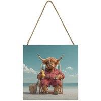 Pyramid International Highland Summer Retreat Highland Cow Plaque