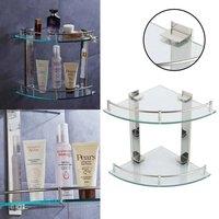 SPETLEK 2 Tier Bathroom Corner Shelf Shelve Glass Shower in Clear