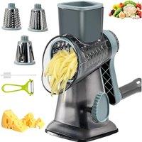 NESTLUNE Blue 3 In 1 Manual Rotary Fruit Vegetable Slicer Shredder Cutter in Grey | Size: 100 cm x 100 cm