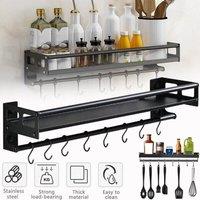 SPETLEK Kitchen Hook Rack Wall Mounted Utensil Rack in Black | Size: 0.6m2