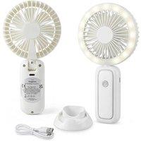 NESTLUNE 3 Speed LED USB Rechargeable Folding Handheld Desk Fan in White